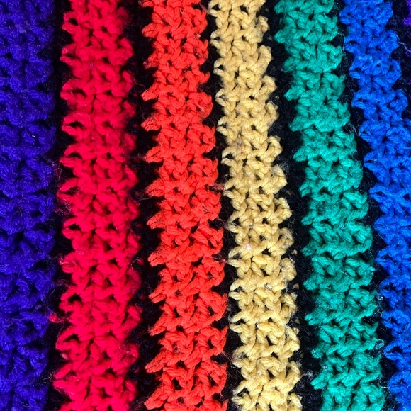 Rainbow stripe blanket throw afghan handmade - Picture 5 of 5
